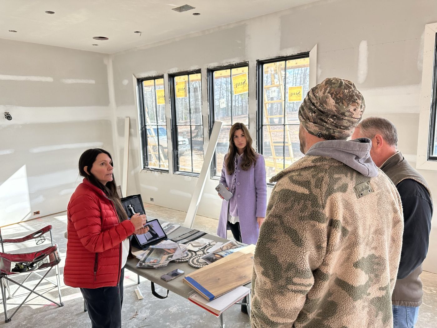 Reviewing material and finish selections on site